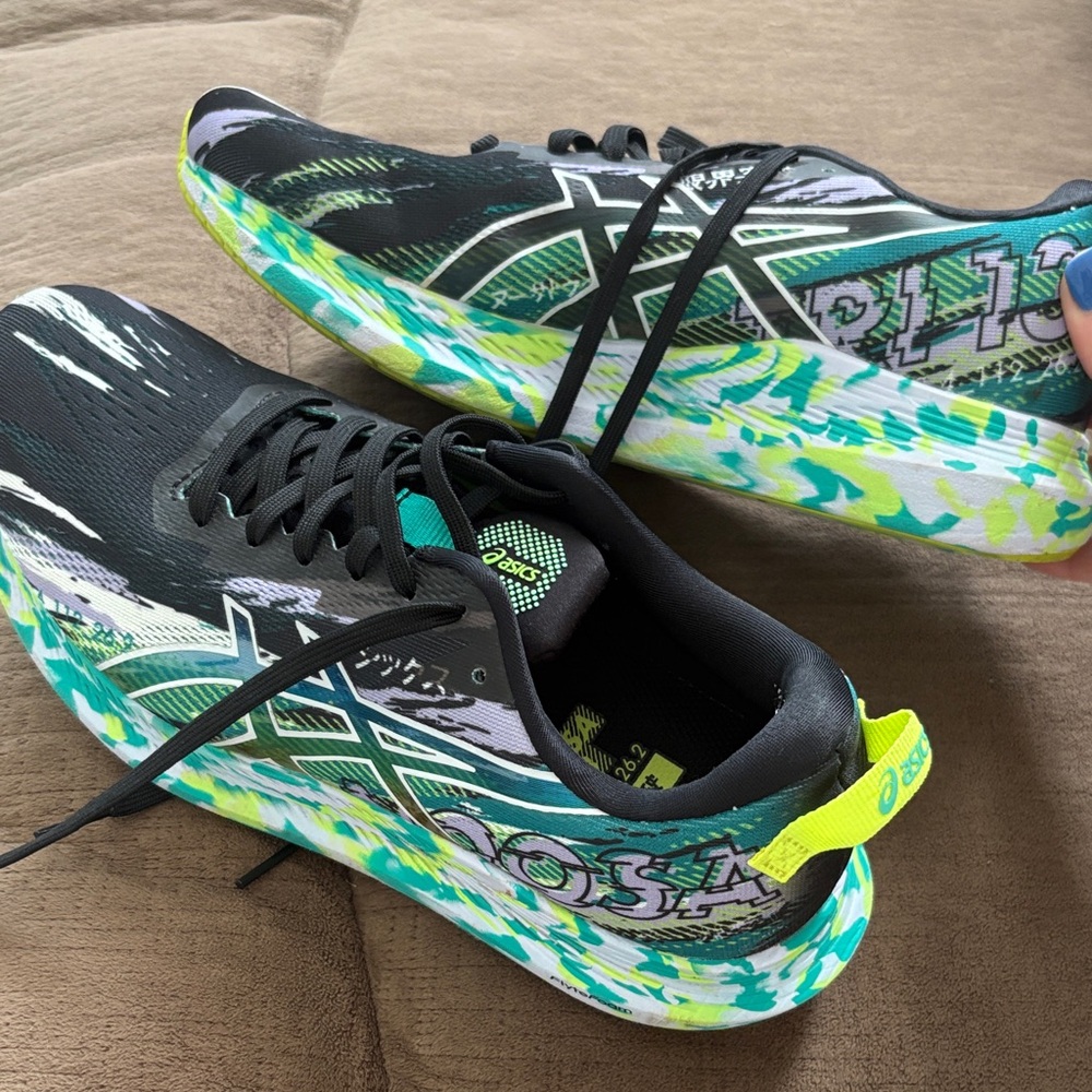ASICS Noosa Black and Lime Athletic running shoes